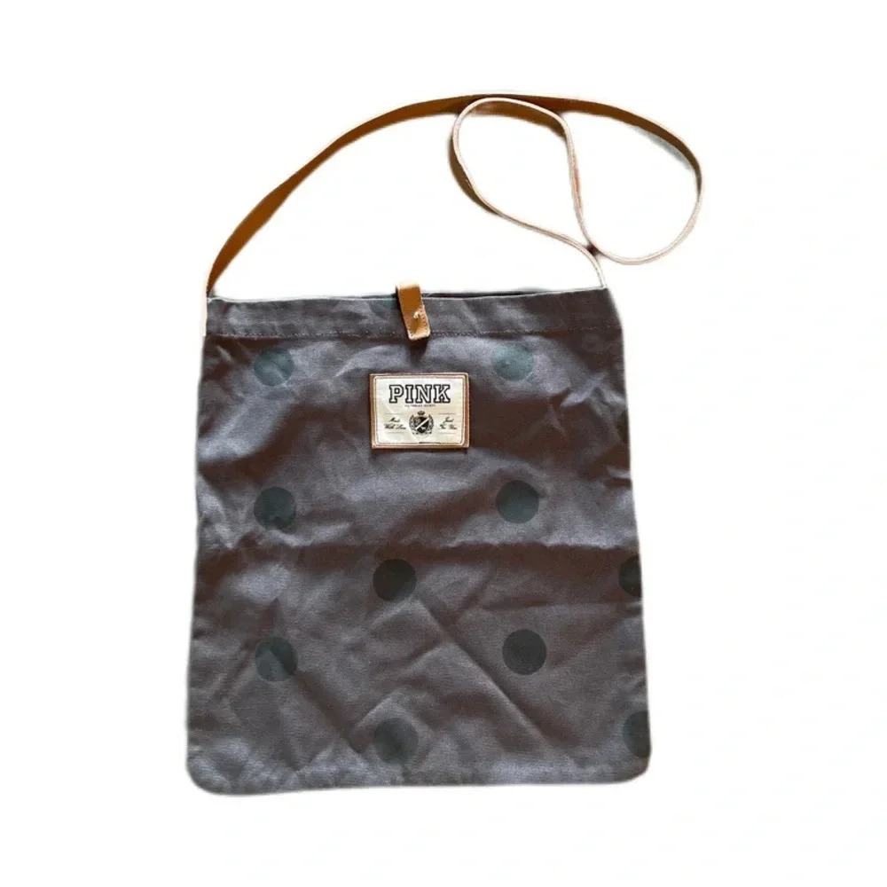Victoria’s Secret Pink Gray Black Polka Dot Crossover Tote